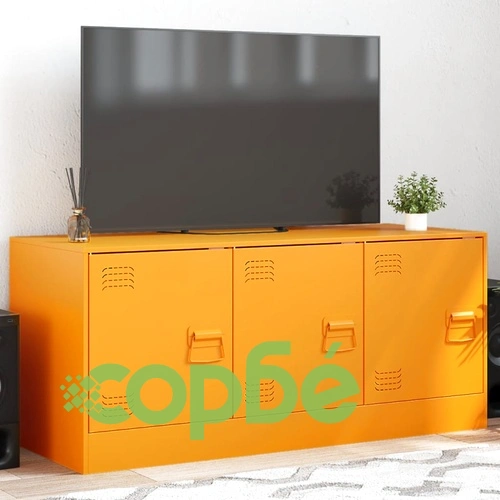 ТВ шкаф, горчица жълто, 99x39x44 см, стомана на топ цена от sorbe.bg ТВ шкаф, горчица жълто, 99x39x44 см, стомана ➤ топ цена ➤ sorbe.bg