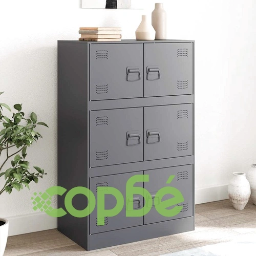 Бюфет, антрацит, 67x39x107 см, стомана ➤ топ цена ➤ sorbe.bg