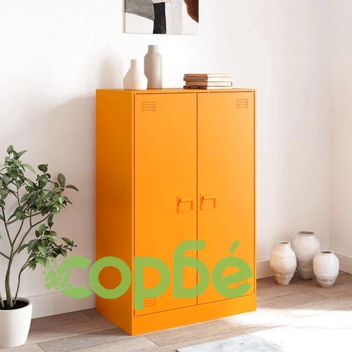 Бюфет, горчица жълто, 67x39x107 см, стомана ➤ топ цена ➤ sorbe.bg