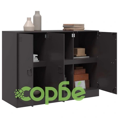 Бюфет, черен, 99x39x73 см, стомана ➤ топ цена ➤ sorbe.bg