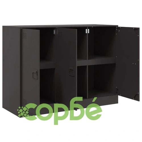 Бюфет, черен, 99x39x73 см, стомана ➤ топ цена ➤ sorbe.bg