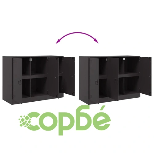 Бюфет, черен, 99x39x73 см, стомана ➤ топ цена ➤ sorbe.bg