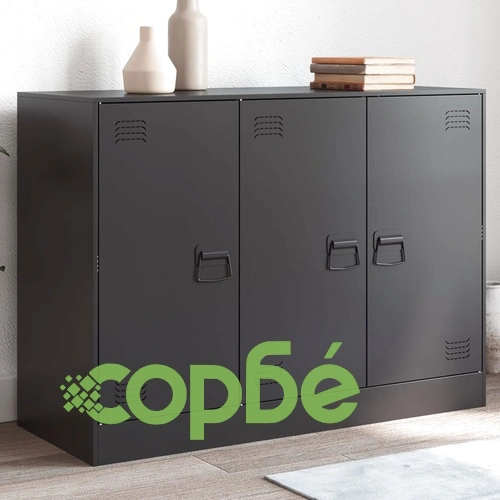 Бюфет, черен, 99x39x73 см, стомана ➤ топ цена ➤ sorbe.bg