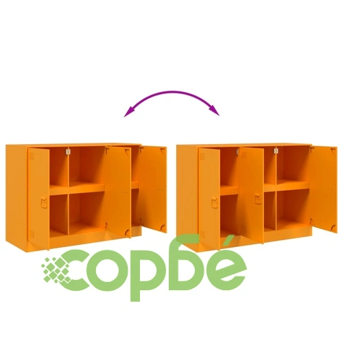 Бюфет, горчица жълто, 99x39x73 см, стомана ➤ топ цена ➤ sorbe.bg