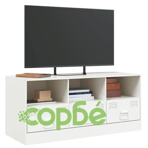 ТВ шкаф, бял, 99x39x44 см, стомана ➤ топ цена ➤ sorbe.bg