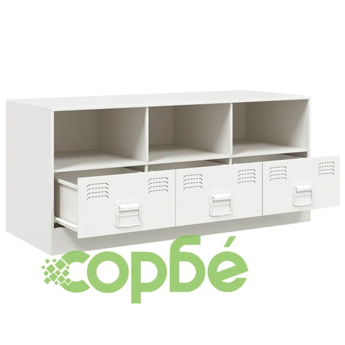 ТВ шкаф, бял, 99x39x44 см, стомана ➤ топ цена ➤ sorbe.bg