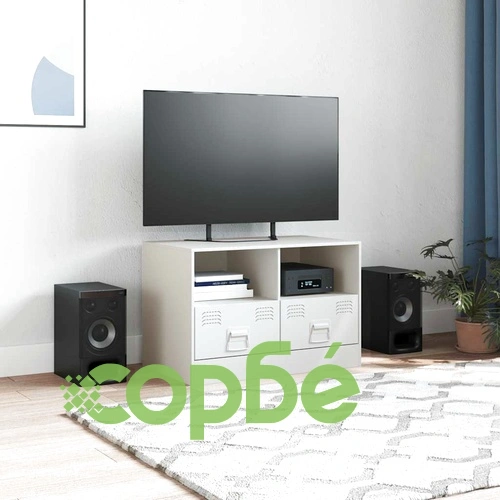 ТВ шкаф, бял, 67x39x44 см, стомана ➤ топ цена ➤ sorbe.bg