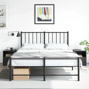 Нощни шкафчета, 2 бр, черни, 34,5x39х44 см, стомана