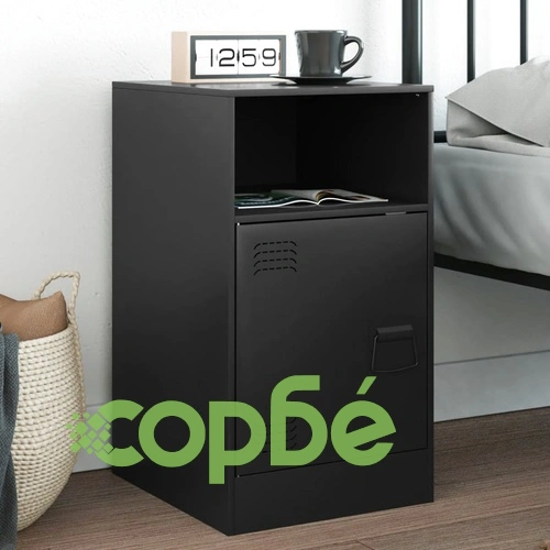 Нощно шкафче, черно, 34,5x39x62 см, стомана ➤ топ цена ➤ sorbe.bg