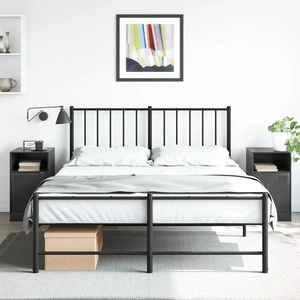 Нощни шкафчета, 2 бр, черни, 34,5x39x62 см, стомана