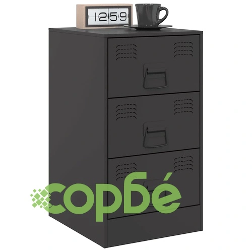 Нощно шкафче, черно, 34,5x39x62 см, стомана ➤ топ цена ➤ sorbe.bg