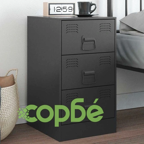 Нощно шкафче, черно, 34,5x39x62 см, стомана ➤ топ цена ➤ sorbe.bg