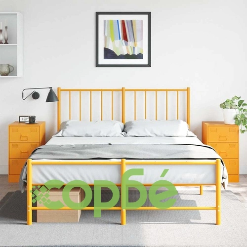 Нощни шкафчета 2 бр горчица жълто 34,5x39x62 см стомана ➤ топ цена ➤ sorbe.bg