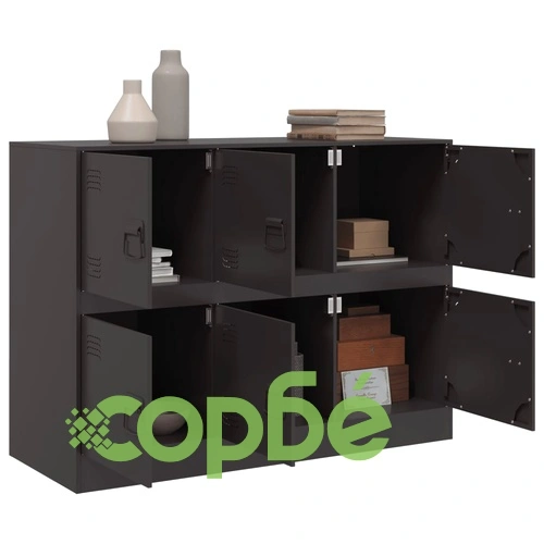 Бюфет, черен, 99x39x73 см, стомана ➤ топ цена ➤ sorbe.bg