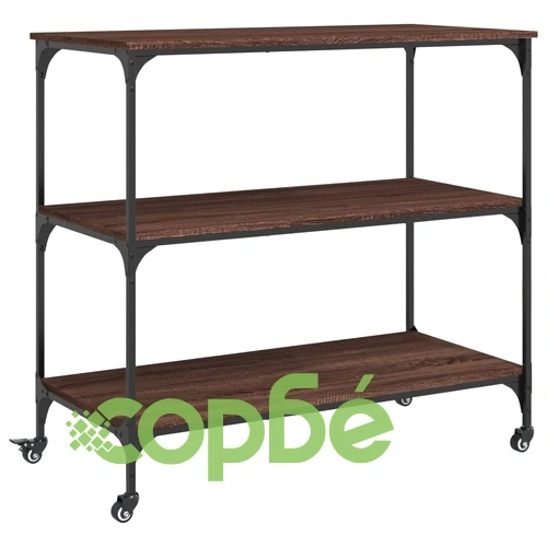 Кухненска количка, кафяв дъб, 102x50x95 см, инженерно дърво ➤ топ цена ➤ sorbe.bg