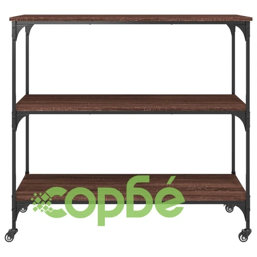 Кухненска количка, кафяв дъб, 102x50x95 см, инженерно дърво ➤ топ цена ➤ sorbe.bg