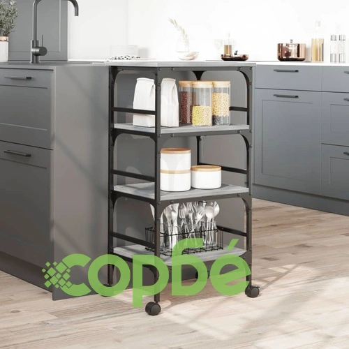 Кухненска количка, сив сонома, 45x35x89,5 см, инженерно дърво ➤ топ цена ➤ sorbe.bg