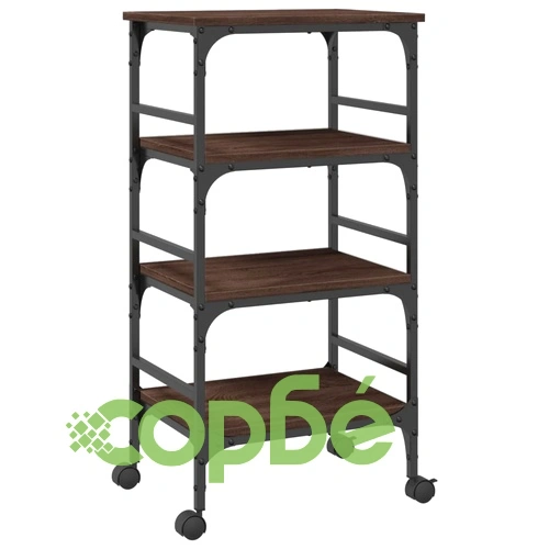 Кухненска количка, кафяв дъб, 45x35x89,5 см, инженерно дърво ➤ топ цена ➤ sorbe.bg