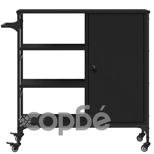 Кухненска количка, черна, 87,5x38,5x84,5 см, инженерно дърво ➤ топ цена ➤ sorbe.bg