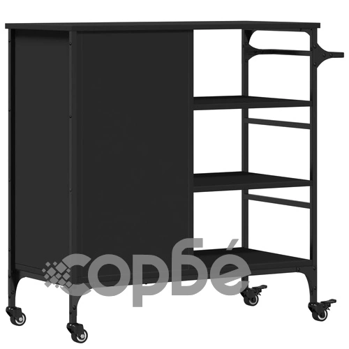 Кухненска количка, черна, 87,5x38,5x84,5 см, инженерно дърво ➤ топ цена ➤ sorbe.bg