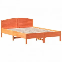 Рамка за легло с табла, восъчнокафяв, 140x200 см, масивно дърво
