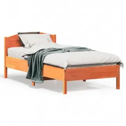 Рамка за легло с табла, восъчнокафяв, 75x190 см, бор масив