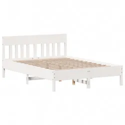 Рамка за легло с табла, бяла, 120х200 см, бор масив