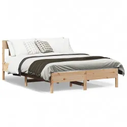 Рамка за легло с табла, 135x190 см, борово дърво масив