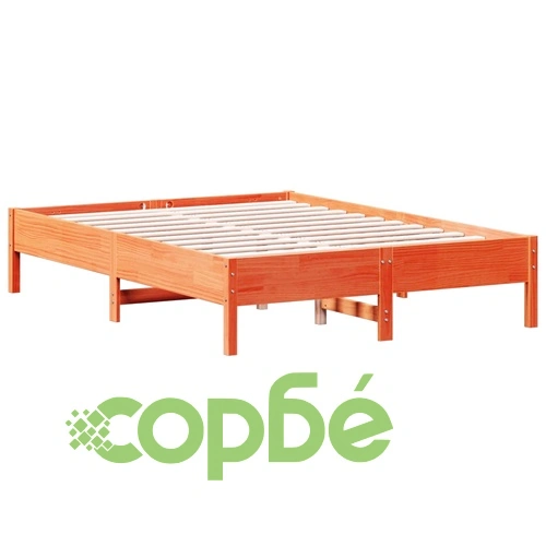 Рамка за легло без матрак, восъчнокафяв, 140x190 см, бор масив ➤ топ цена ➤ sorbe.bg