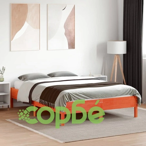 Рамка за легло без матрак, восъчнокафяв, 140x190 см, бор масив ➤ топ цена ➤ sorbe.bg