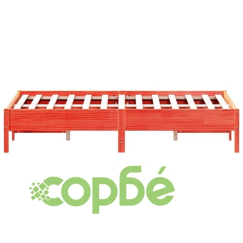 Рамка за легло без матрак, восъчнокафяв, 140x190 см, бор масив ➤ топ цена ➤ sorbe.bg