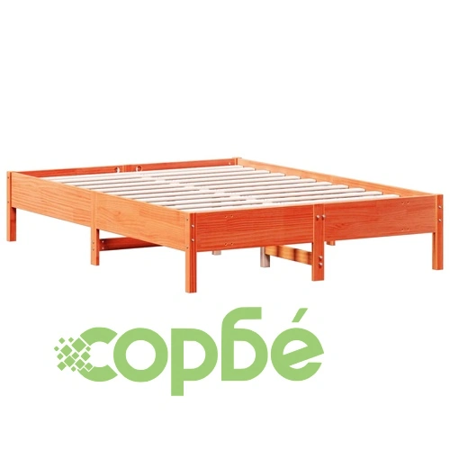 Рамка за легло без матрак, восъчнокафяв, 140x190 см, бор масив ➤ топ цена ➤ sorbe.bg