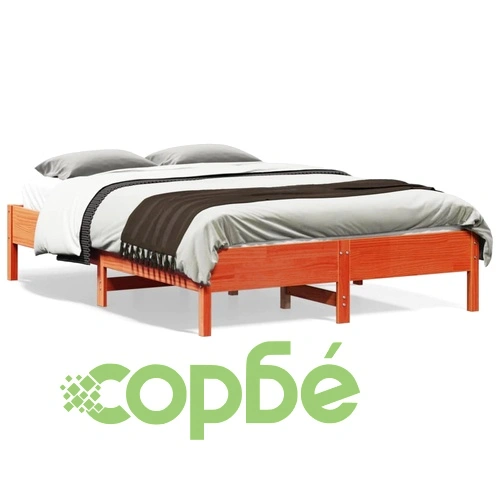 Рамка за легло без матрак, восъчнокафяв, 140x190 см, бор масив ➤ топ цена ➤ sorbe.bg