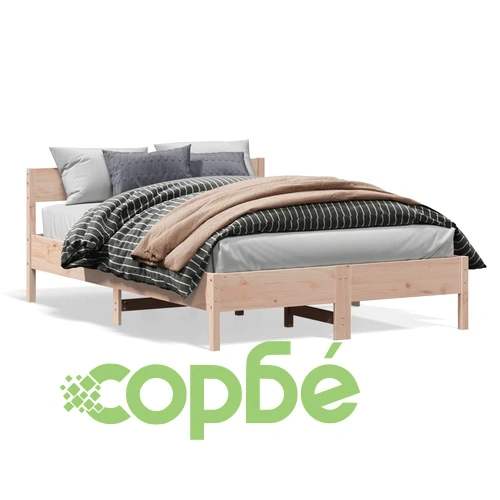 Рамка за легло без матрак, 140x190 см, масивна чамова дървесина ➤ топ цена ➤ sorbe.bg