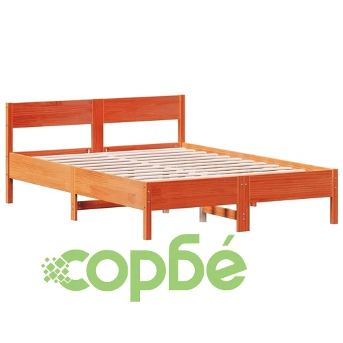 Рамка за легло без матрак, восъчнокафяво, 135x190 см, бор масив ➤ топ цена ➤ sorbe.bg