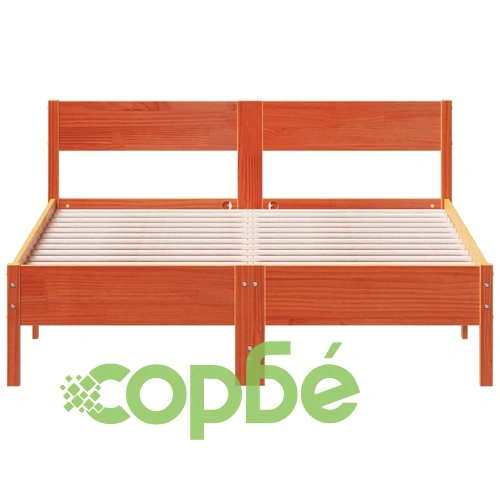Рамка за легло без матрак, восъчнокафяво, 135x190 см, бор масив ➤ топ цена ➤ sorbe.bg