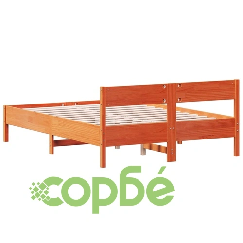 Рамка за легло без матрак, восъчнокафяво, 135x190 см, бор масив ➤ топ цена ➤ sorbe.bg