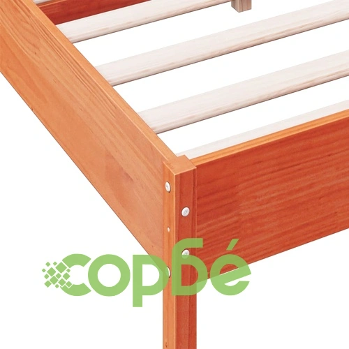 Рамка за легло без матрак, восъчнокафяво, 135x190 см, бор масив ➤ топ цена ➤ sorbe.bg