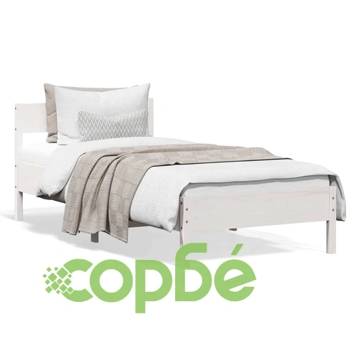 Рамка за легло без матрак, бял, 75x190 см, борово дърво масив ➤ топ цена ➤ sorbe.bg