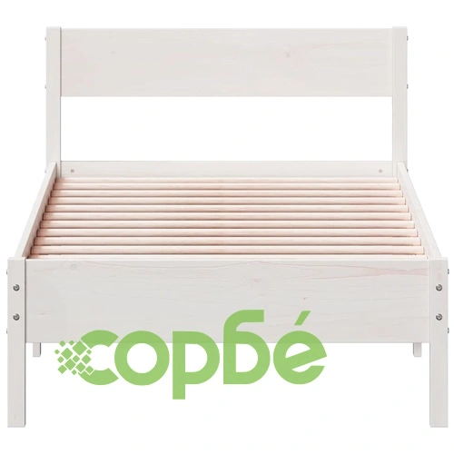Рамка за легло без матрак, бял, 75x190 см, борово дърво масив ➤ топ цена ➤ sorbe.bg