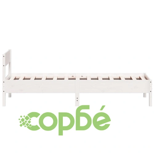 Рамка за легло без матрак, бял, 75x190 см, борово дърво масив ➤ топ цена ➤ sorbe.bg
