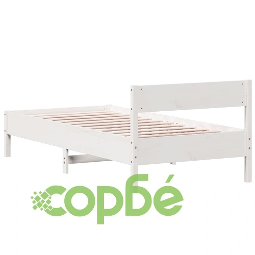 Рамка за легло без матрак, бял, 75x190 см, борово дърво масив ➤ топ цена ➤ sorbe.bg