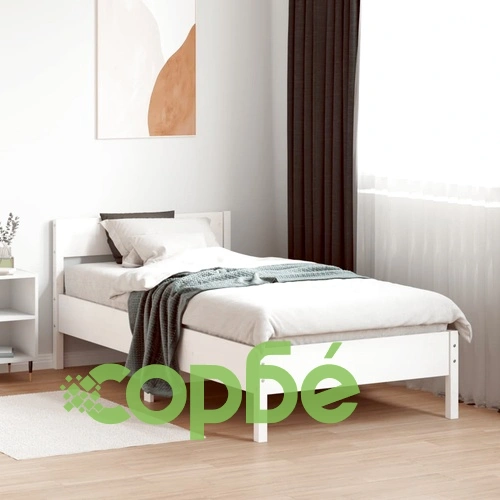 Рамка за легло без матрак, бял, 75x190 см, борово дърво масив ➤ топ цена ➤ sorbe.bg