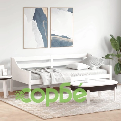 Дневно легло без матрак Бяло 100x200 cm Масивна дървесина Бор ➤ топ цена ➤ sorbe.bg