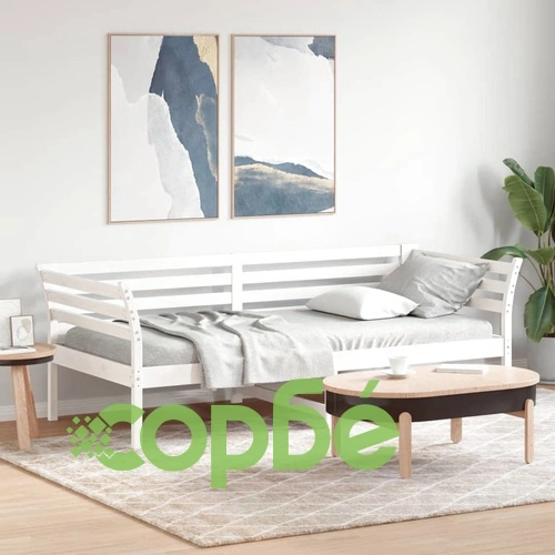 Дневно легло без матрак, бял, 80x200 см, борово дърво масив ➤ топ цена ➤ sorbe.bg