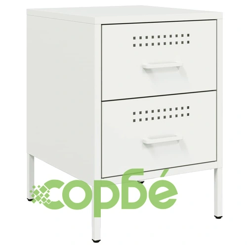 Нощно шкафче, бяло, 36x39x50,5 см, стомана ➤ топ цена ➤ sorbe.bg