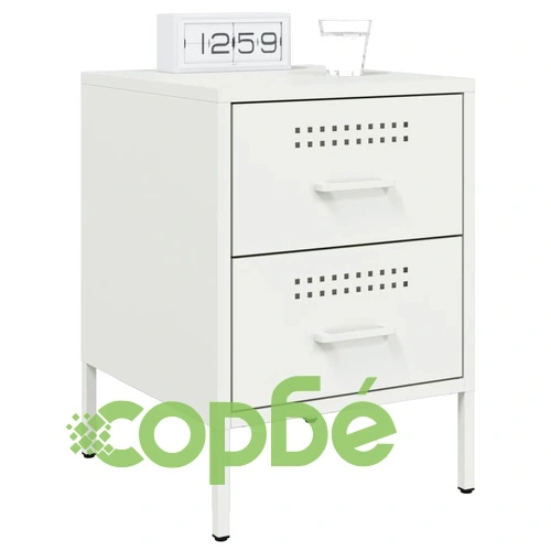 Нощно шкафче, бяло, 36x39x50,5 см, стомана ➤ топ цена ➤ sorbe.bg