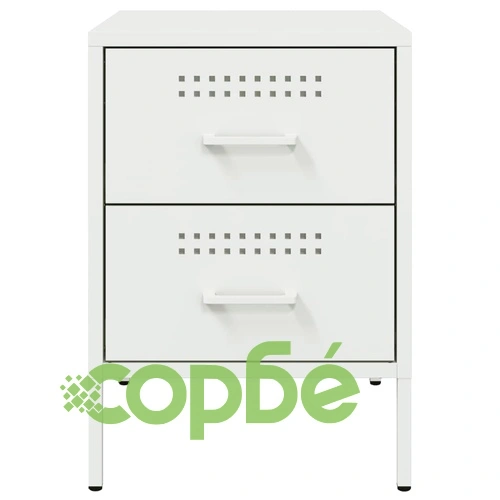 Нощно шкафче, бяло, 36x39x50,5 см, стомана ➤ топ цена ➤ sorbe.bg