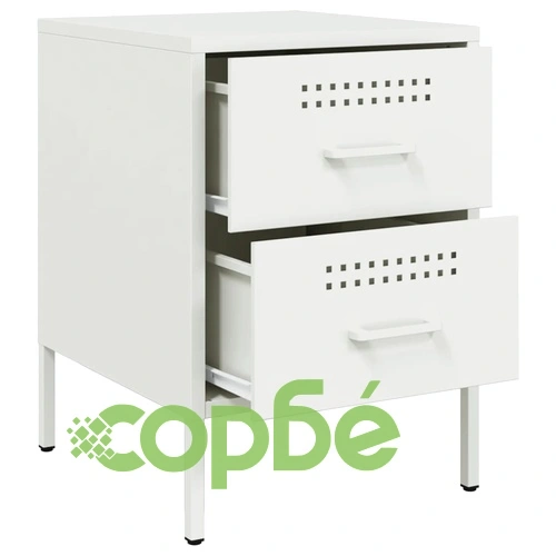 Нощно шкафче, бяло, 36x39x50,5 см, стомана ➤ топ цена ➤ sorbe.bg