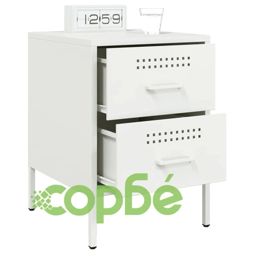 Нощни шкафчета 2 бр бял 36x39x50,5 см стомана ➤ топ цена ➤ sorbe.bg